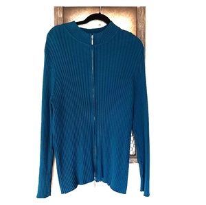 Jessica London Teal Blue Zipper Sweater